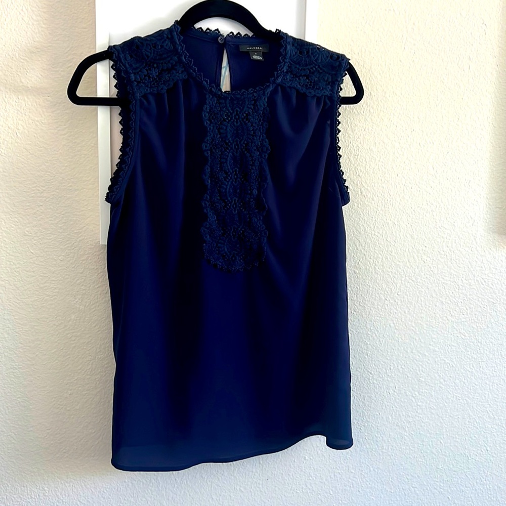 Nordstrom Product group Halogen brand navy sleeveless dressy top